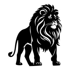 Majestic Lion Silhouette with a Bold Mane and Powerful Stance Design