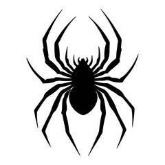 Silhouette of a menacing spider with sharp legs and curved abdomen