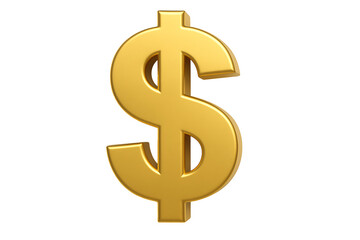 Obraz premium Golden dollar symbol isolated on transparent background