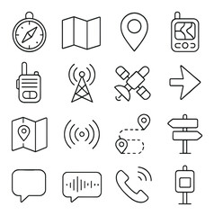 Navigation and direction icon collection, map and gps symbols. simple and modern set