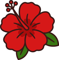 シンプルなハイビスカスの花のアイコン（Simple hibiscus flower icon）  © ochikosan