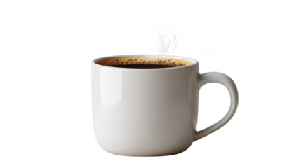 Hot coffee mug isolated on transparent background