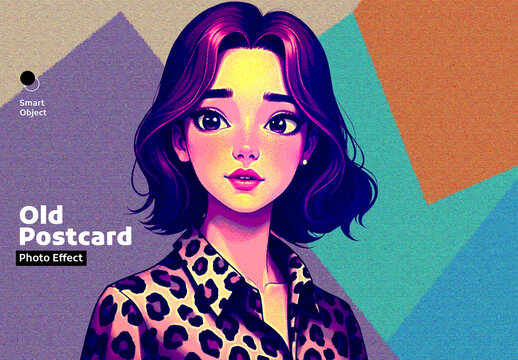 Vintage Halftone Old Postcard Photo Effect