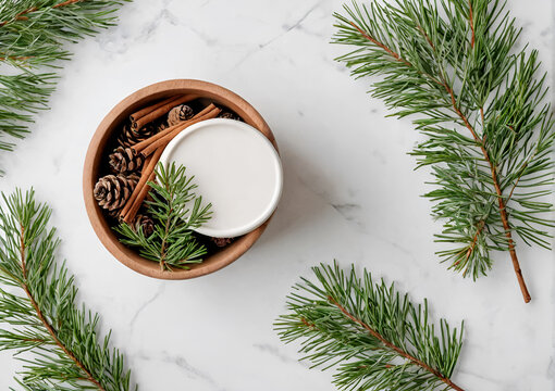christmas decoration with cup of cinnamone