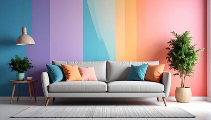 Pastel Rainbow Living Room Interior Design