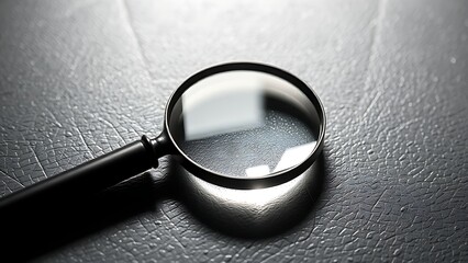 A magnifying glass resting on a textured surface, creating intriguing light refractions and patterns.