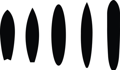 Surfboard vector icons set, flat beach sport board collection, solid graphic group, editable design elements for surfing, ocean, summer, water sports, vacation, and adventure themes