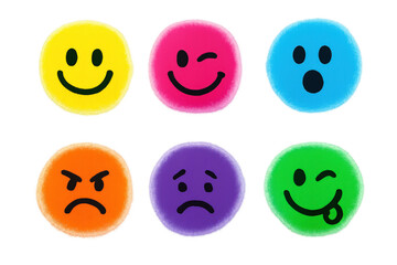 Rainbow Emoticon Faces with Expressions