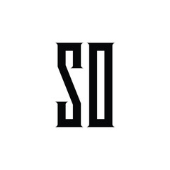 SO monogram logo design letter text name symbol monochrome logotype alphabet character simple logo