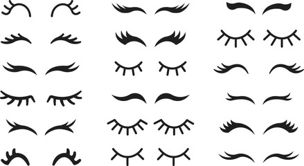 Eyebrow vector icons set, beauty and makeup brow shapes collection, graphic group, editable design elements for cosmetic, salon, fashion, face, and female grooming projects