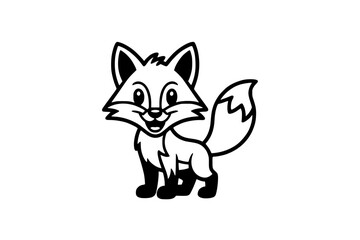Fototapeta premium Cartoon Fox Logo – Bold Minimalist Vector Line Art Generative AI