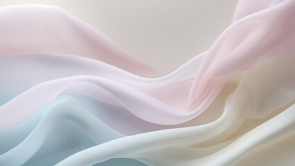 Obraz premium Soft Pastel Fabric Texture Elegant Draped Silk or Chiffon Background
