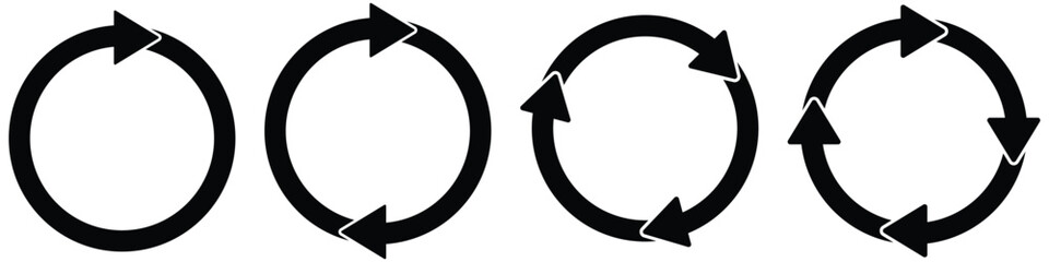 Circle arrow icon set. Symbol of reload, Recycle, repeat, refresh icon. Recycle icon set vector. Interconnecting round arrow vector icons set. Vector illustration.