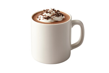 A Cup of Chocolate Delight: A rich, warm mug of hot chocolate, topped with whipped cream and chocolate shavings, offering comfort and indulgence.