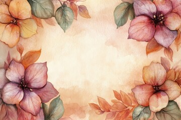 vibrant color image of luxury watercolor leaves frame floral background