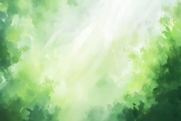 Fototapeta premium Watercolor background is an abstract green tree scene