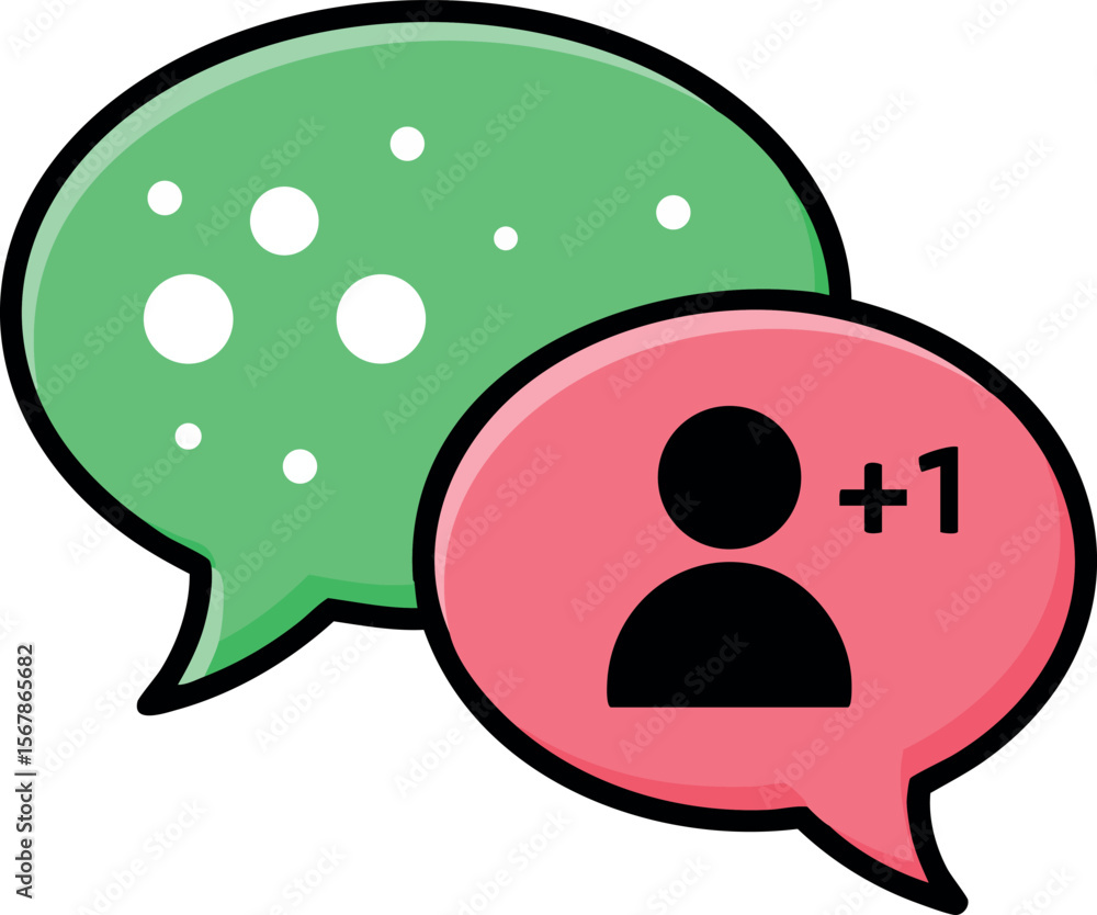 Aufkleber chat bubbles icon with user notification symbol in green and red colors vector illustration