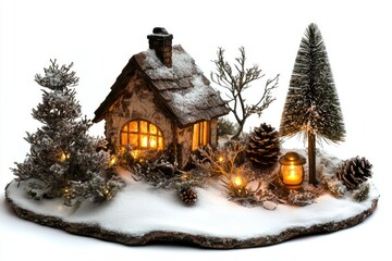 Detailed Visual  of Heartwarming Winter Nights Isolated on White Background, Depth of Field