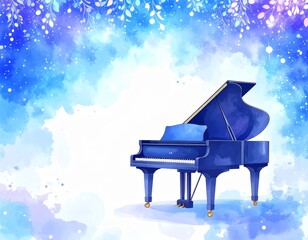 Elegant blue piano on white background, a captivating image for music lovers and creatives
