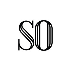 SO monogram logo design letter text name symbol monochrome logotype alphabet character simple logo