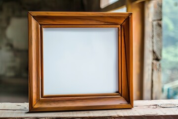 Detailed Visual  of Brown Wooden Photo Frame on Your Desktop