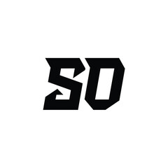 SO monogram logo design letter text name symbol monochrome logotype alphabet character simple logo