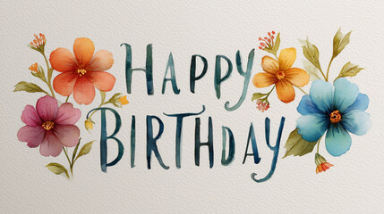 A trendy birthday card with a modern brush font and gradient borders, placed with a floating look to prevent external environmental factors. Ideal for digital advertising or printed materials, no shad
