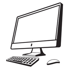 Black and white computer monitor keyboard mouse technology