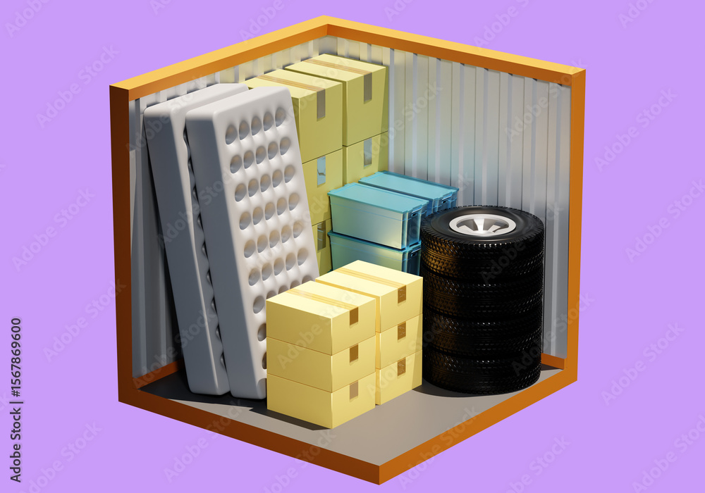Aufkleber self storage unit. room for safekeeping of unnecessary things. self storage unit in section. small w