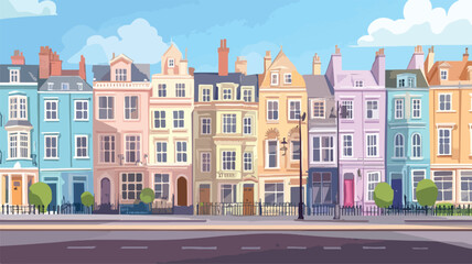 Fototapeta premium Cartoon City Street Vector Illustration for Mayfair District