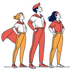 Diverse group looking upwards with confidence people