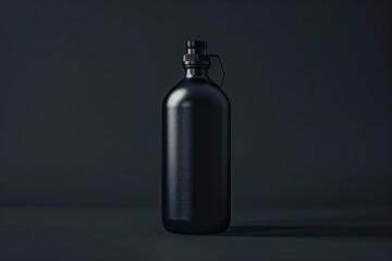 Vibrant Color Picture of Logo Mockup on a Black Bottle