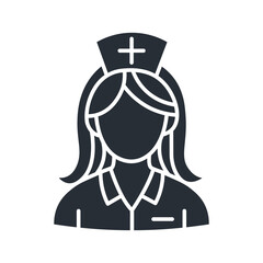 Nurse flat Icon. Medical assistant with stethoscope and cap for healthcare. Vector illustration	