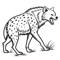 Fierce hyena with open mouth and spots animal wild