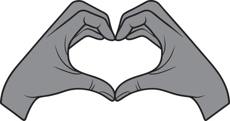 Fototapeta premium Two Hands Form a Heart Shape Symbolizing Love Affection Connection or Support Featuring a Simple Minimalist Design in Gray Shades