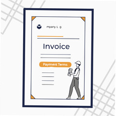 Invoice document with payment terms and person business