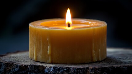 Candle Flame's Tranquil Glow: The solitary candle is casting a warm and inviting glow. Capturing a moment of peace and quiet reflection.