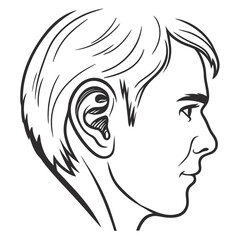 Man face profile sketch drawing