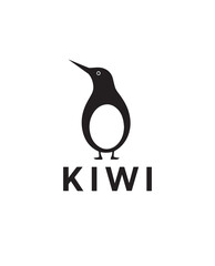 Kiwi Bird Icon: A sleek, minimalist illustration of a kiwi bird, the national emblem, standing tall with a proud gaze, evoking a sense of national pride.
