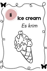 Learn the Alphabet Ice Cream Illustration - Letter I
