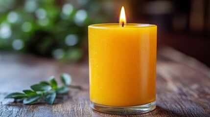 Illuminating Warmth: An inviting candle glows with a gentle flame, casting a warm and comforting ambiance. It is a testament to the beauty of simplicity and the soothing power of light. 
