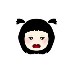 girl cartoon face, vector girl face, cute girl vector, emotional cartoon face, kid girl expression, child face vector, cartoon girl emotions,