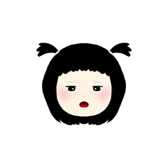 girl cartoon face, vector girl face, cute girl vector, emotional cartoon face, kid girl expression, child face vector, cartoon girl emotions,