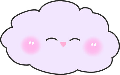 Happy Light Purple Cloud Character – Hand Drawn Cute Pastel Cloud Clipart PNG