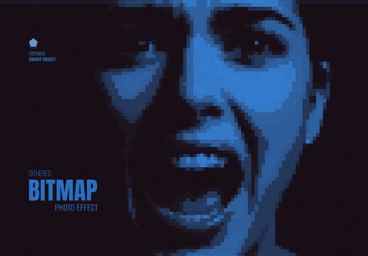 Dithered Bitmap Portrait Photo Effect