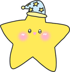 Adorable Star with Starry Night Cap – Yellow Cute Bedtime Character