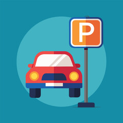 City parking symbol with car image
