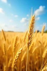Golden Wheat Field Gently Swaying in Summer Breeze Abundant Harvest, Organic Farming, Rural Landscape