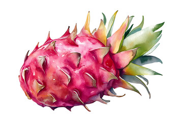 Watercolor dragon fruit clipart high quality realistic image