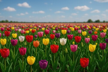 Obraz premium Vibrant Flower Field with Tulips